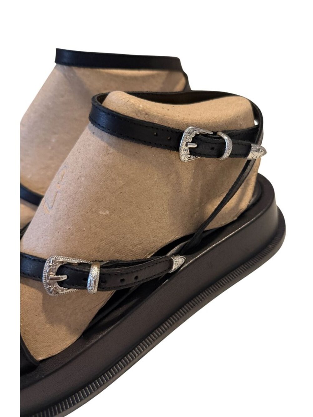 Topshop Kayla Black Leather Strappy Buckle Detail Sandals Size 9 NWOB - Picture 4 of 11